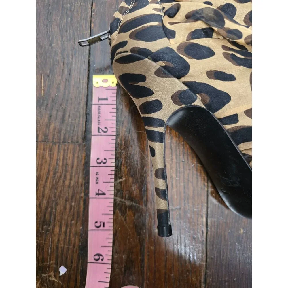 Elizabeth and James Rinna Leopard Slouch Stiletto Bootie size 7